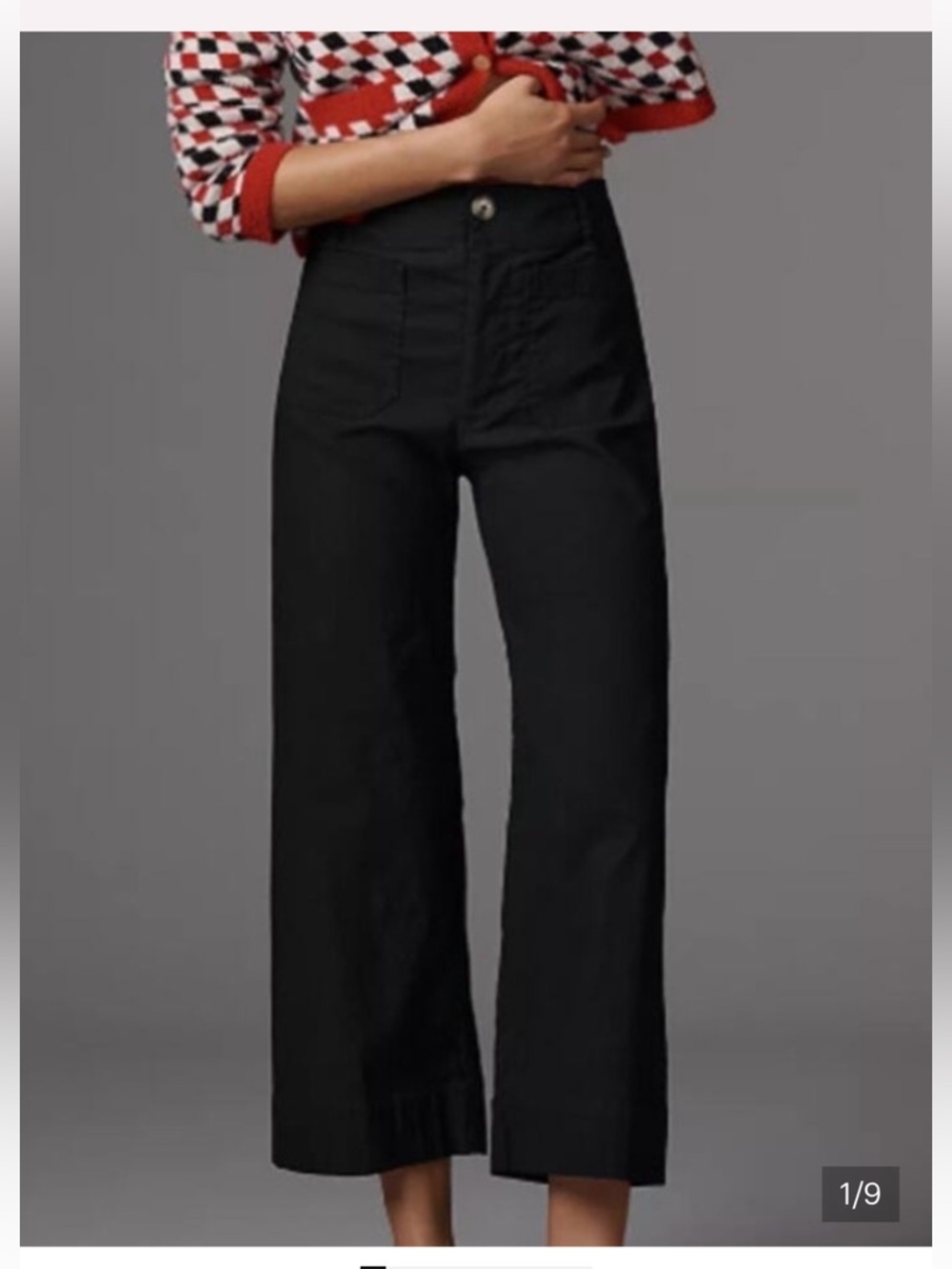 Maeve Colette High Rise Cropped Wide Leg Pants Black Size 27 Linen Blend